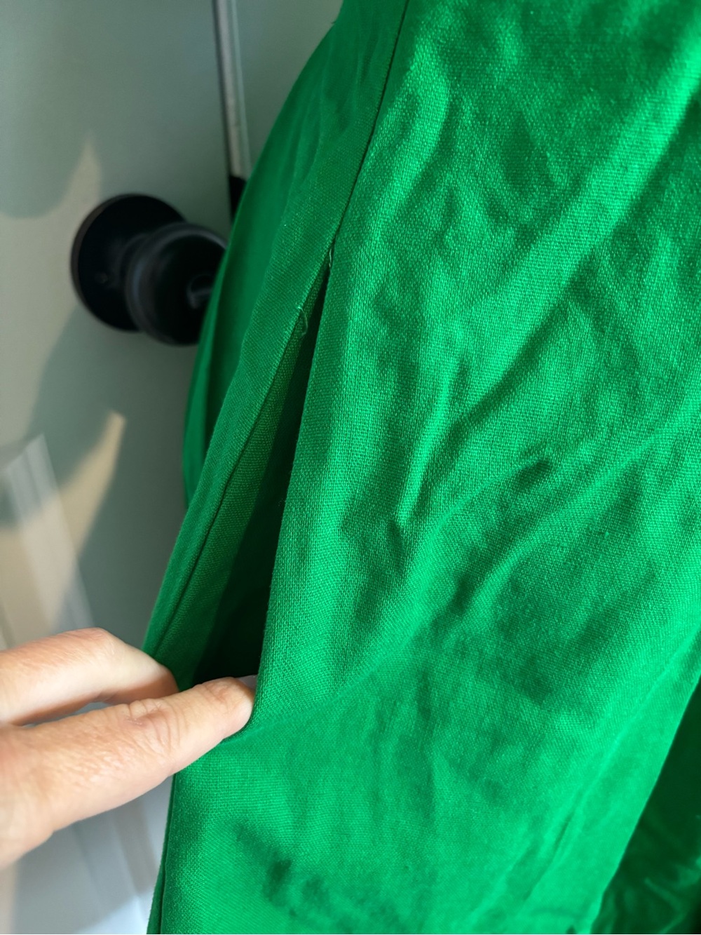 NWT House of Harlow 1960 Green Linen Blend Puff Sleeve Ring Detail Dress S - Picture 6 of 10